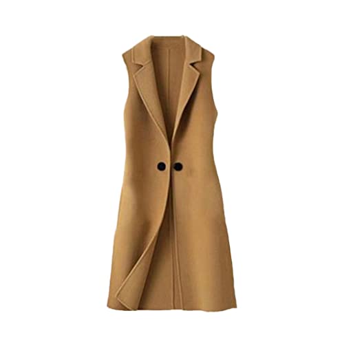 Chaleco de lana mujeres look coreano primavera otoño en marrón claro XL