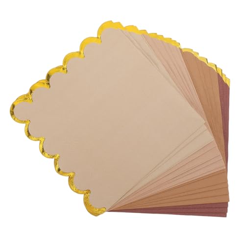 TOVINANNA Lot de 40 Serviettes Cocktail Jetables Festonnées avec Liseré Doré Papier de Soie Absorbant Couleur Unie pour Mariages Fêtes et Réceptions Élégantes