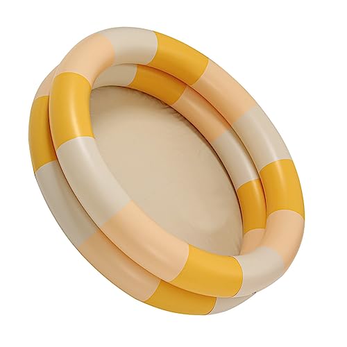 TARSHYRY Baby Pool, Småbarn Badkar Uppblåsbara Pool Baby Retro Spräng Upp Pool Bärbar Rund Pumppool Uppblåsbar Badkar Familj Söt Stil Förtjockad Vatten Pool (Gul rand)