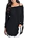 Produktbild ACHIOOWA Langarmshirt Schulterfrei Tunika Damen Elegant Hemd Oversize Tops Oberteil Schwarz-985458 M