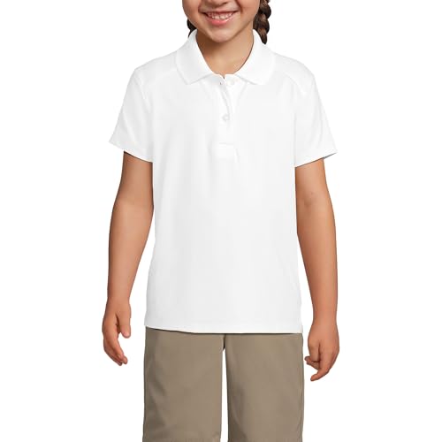Lands' End Girls Short Sleeve Feminine Fit Rapid Dry Polo Shirt Medium White
