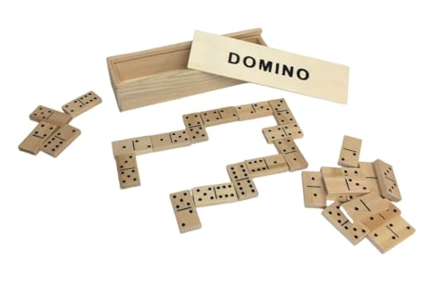 Wooden Dominoes Game Wooden Dominoes 28 Wooden Domino Tiles 28 Pieces Classic Game Domino Box and Wooden Tiles Strategy Multiplayer with Folding Box Family Fun