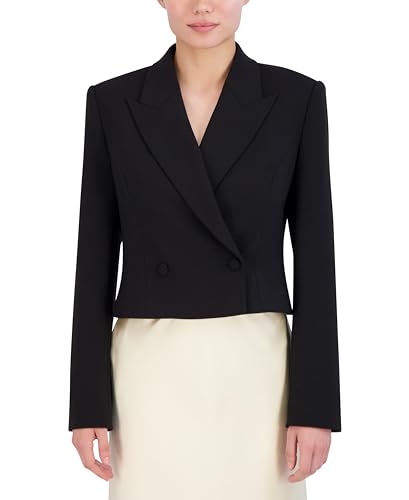 BCBGMAXAZRIA Women's Long Sleeve V Neck Cropped Blazer