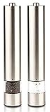 Automatic Salt and Pepper Grinder Set - Battery Operated | One Hand Push Button Operation | LED Light | Adjustable Coarseness | 12