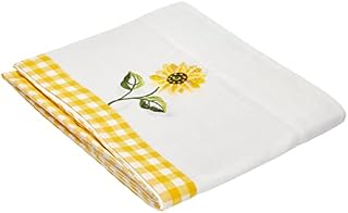 Sunflower Pencil Pleat Headed Kitchen Pelmet, Yellow/White, 136 x 10-Inch