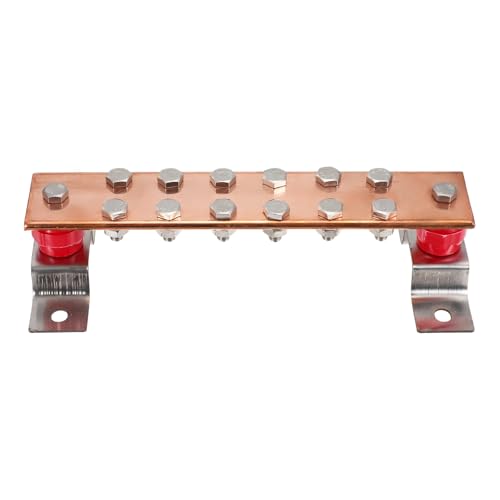 QUARKZMAN Kit De Barra De Puesta A Tierra Para Montar En Pared, Barra De Tierra Eléctrica De 9.8'x 1.9' Con 12 Posiciones De Terminal Y 2 Aislantes De Barra Colectora Para Pruebas