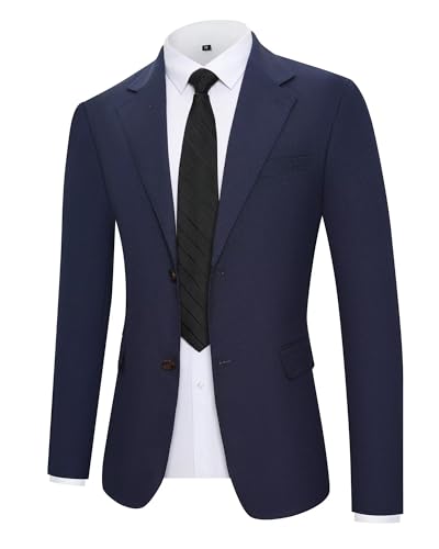 Navy Blue Mens Suit Casual Retro Blazer Jacket Slim Fit Lightweight Solid Sport Coats Two Buttons Business Party Prom Daily Travel Blazer with Pockets 3XL3