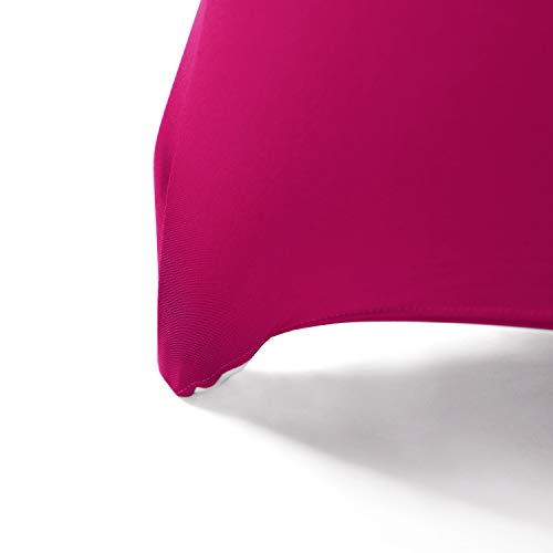 Image of Peomeise 6FT Spandex Table Cover Rectangular Stretch Spandex Tablecloth (Fuchsia,6FT)