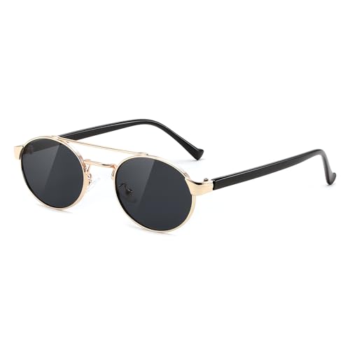 FEISEDY Classic Trendy Oval Sunglasses Women Men Cute Small Shade Metal Frame Sunnies B0264
