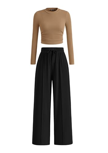 PRETTYGARDEN Women's 2 Piece Sets 2026 Fall Long Sleeve Crop