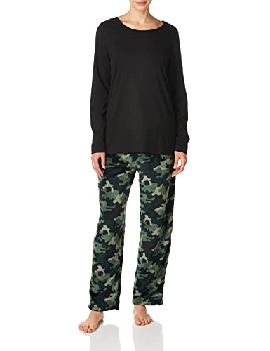Image of Fruit of the Loom Women's Sueded Jersey Crew Top and Fleece Pant Sleep Set