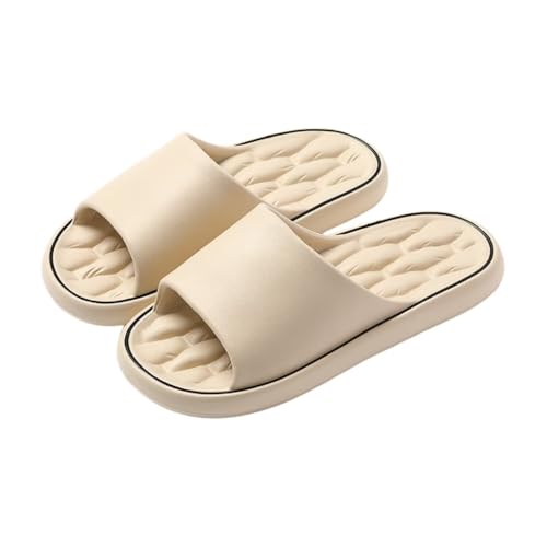 Non-Slip Quick-Dry Shower Slippers for Women & Men, Ultra-Soft Cushion Thick Sole, Comfortable Bath Slides for Indoor Home Use（Size：40-41，khaki）
