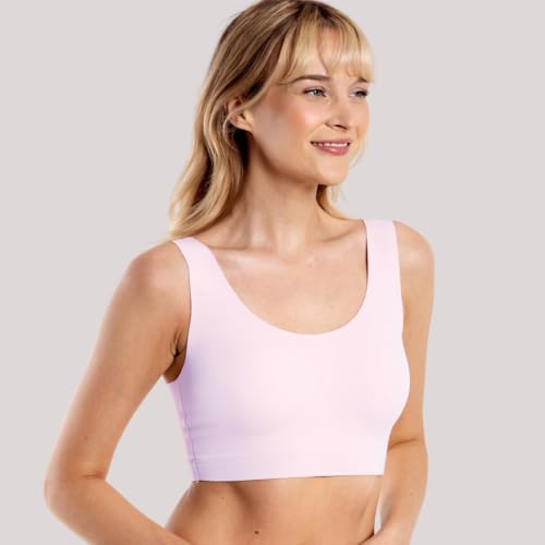 Image of Floatley to The T-Shirt Scoop Neck Bra for Women, Silky Comfort Wirefree Seamless Grip Band Pullover Bra with Removable Pads