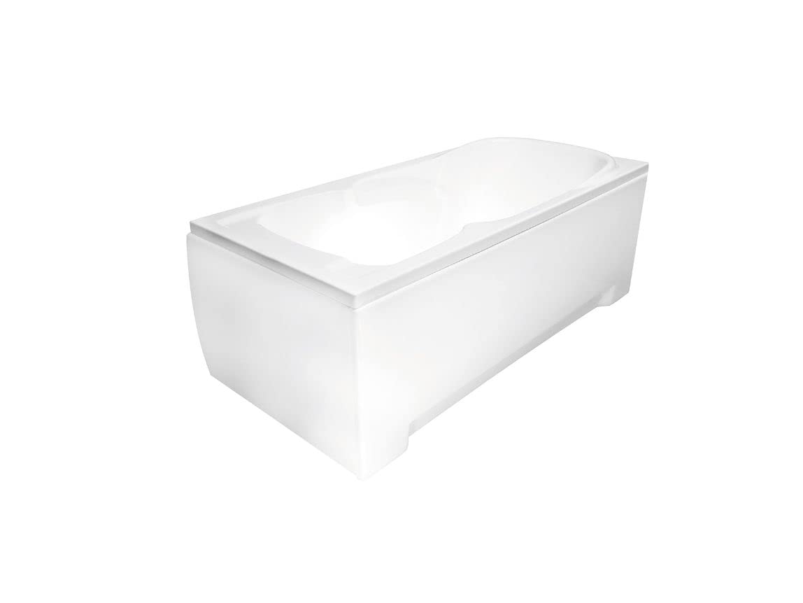 ECOLAM Baignoire rectangle Majka 120x70 cm | tablier en acrylique | pieds siphon + silicone | Baignoire acrylique blanc | Ensemble complet