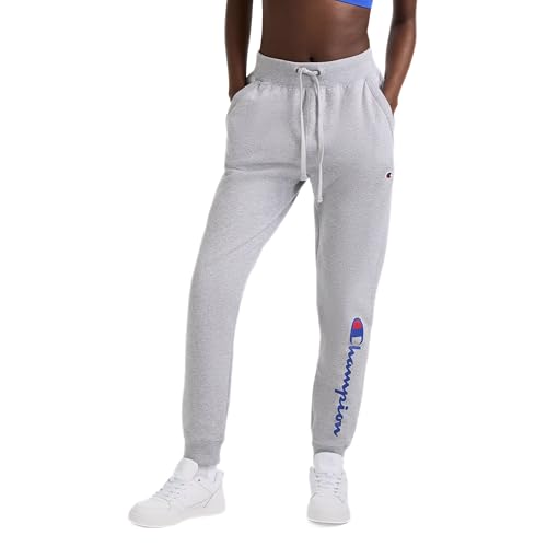 Champion Pantaloni da Donna Powerblend Jogger, Logo Script, Grigio., M