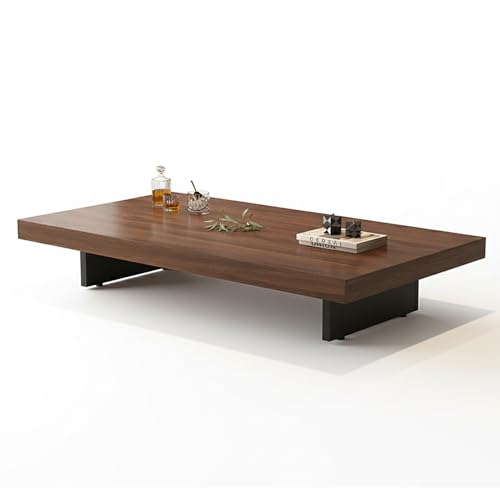 Modern Rectangular Coffee Table for Living Room, Low
