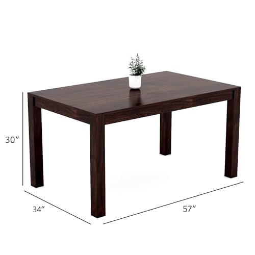 Image of Sheesham Wood Dining Table (57 * 34 * 30 inch) | Multi-Purpose uses Home and Office Desk | Dining Room Furniture | Wooden 6 Seater Dining Table | (Walnut Back-Cut)