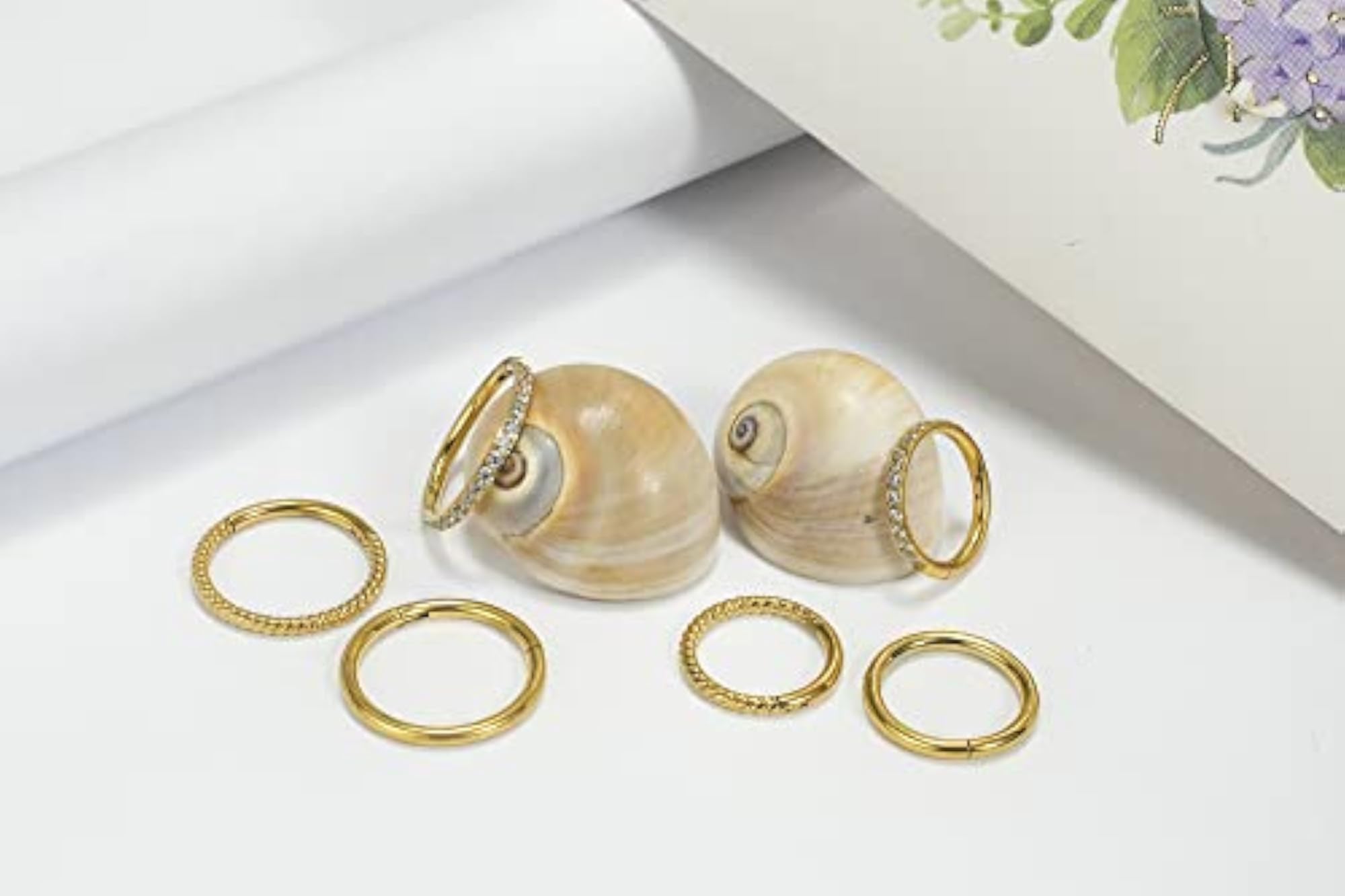 Hinged CZ Segment Nose Hoop Earrings, Body Piercing Jewelry