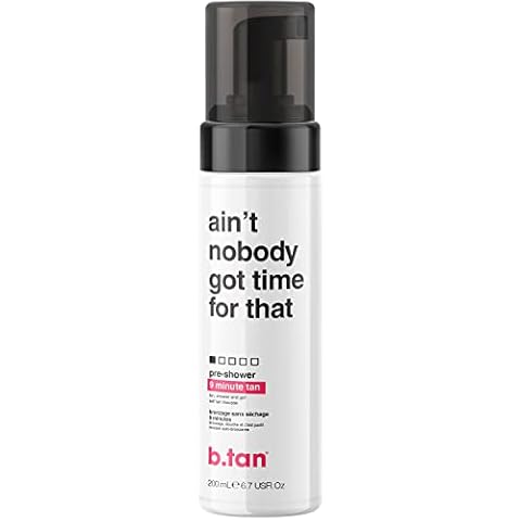 b.tan Fake Tan | Ain't Nobody Got Time For That Pre-Shower Self Tanning Mousse - Get a Golden Tan In Just 9 Minutes, No Fake Tanner Smell, No Added Nasties, Vegan, Cruelty & Paraben Free, 6.7 Fl Oz Cover
