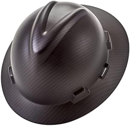 MSA 10204786 Hydro Dip V-Gard Full-Brim Hard Hat With Fas-Trac III Ratchet Suspension | Polyethylene Shell, Self Adjusting Crown Straps - Standard Size in Sport Carbon