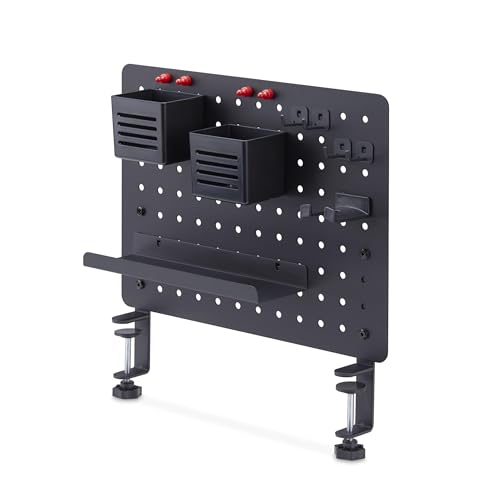 Tablero perforado de sobremesa negro compatible con mesas de 9 a 60mm de espesor 2