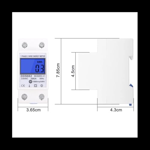 Compteur d'énergie électrique monophasé à deux fils compact avec écran LCD rétro-éclairé