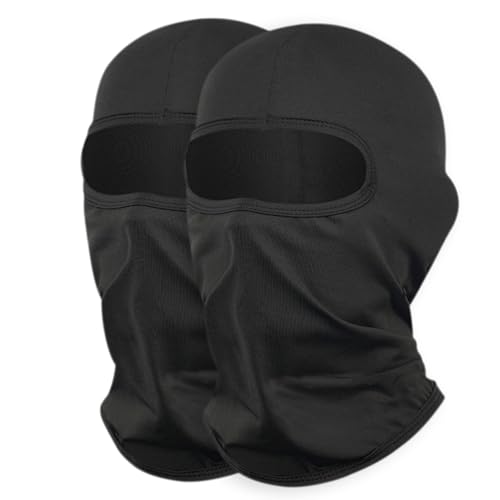2 peças de máscara de esqui balaclavas FPS 50+ para homens e mulheres, capacete protetor UV, adequado para esportes ao ar livre, Preto + preto, Tamanho �nica