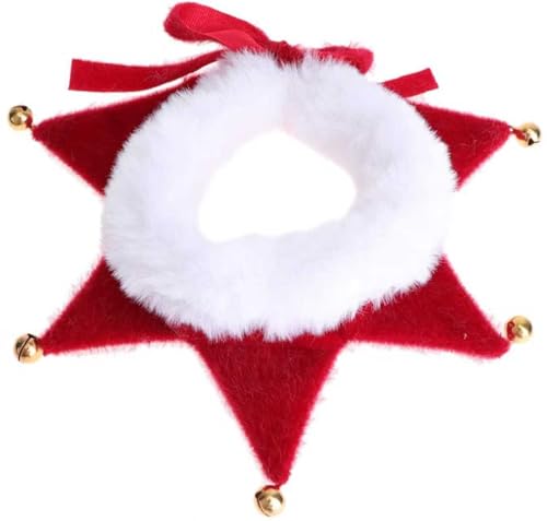 Hundehalstuch Weihnachten, Hundehalsband Weihnachten mit 5 Glöckchen, Verstellbare Katze Hunde Schal, Plüsch Haustier Kostüm Zubehör, Hund Katze Welpen Kätzchen (Rot, M)