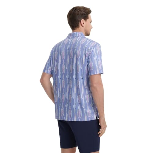 Image of M MAELREG Mens Golf Shirt Short Sleeve Dry Fit Print Moisture Wicking Performance Patterns Collared Polo Shirt