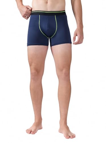Image of TECHNOSPORT Men's Colorblock Trunks Underwear with ElastoLITE 4 Way Stretch Lightweight Breathable Moisture Wicking Soft Anti Odour Anti Microbial Comfort Fit Boxer Briefs Innerwear for Men
