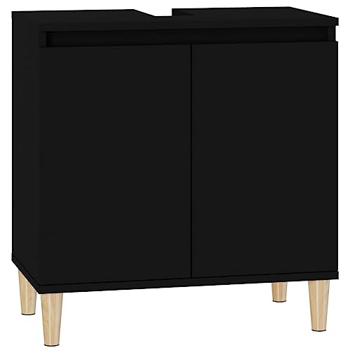 vidaXL Armario para Lavabo Madera contrachapada Negro 58x33x60 cm