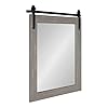 Kate and Laurel Cates Rustic Wall Mirror 22 x 30 Rustic Gray Farmhouse Barn Door Inspired Wall Decor