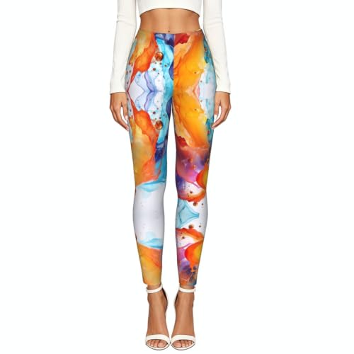 Leggings de compresión con estampado de salpicaduras para mujer, suaves y elásticos 2