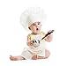 S-TROUBLE 2 Piezas Lindo bebé Chef Delantal y Sombrero Infantil niño Blanco Cocinero Disfraz fotografía Prop