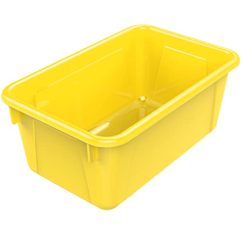 Image of Storex Small Cubby Bins - Plastic Storage Containers for Classroom, 12.2 x 7.8 x 5.1 inches, Class Yellow, 5-Pack (62418A05C)