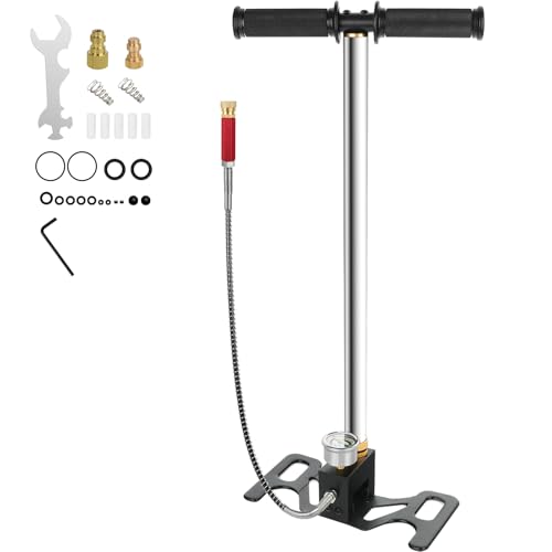 PCP Gun Pump 3 Stage Hand Pump 6000 PSI High Pressure Stirrup Pump with High Grade Stainless Steel for PCP Cylinder Airgun Rifle Scuba Tank Paintball