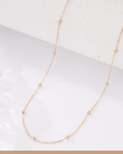 MJartoria Dainty Choker Necklace for Women 14K Gold Plated Minimalist Chain Choker Necklace Trendy Satellite Bead Choker Jewelry Gifts3