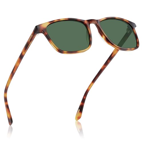 Image of AVAWAY Acetate Polarized Sunglasses for Men, UV400 Protection Fashion Retro Cool Square Frame Driving Fishing Sun Glasses
