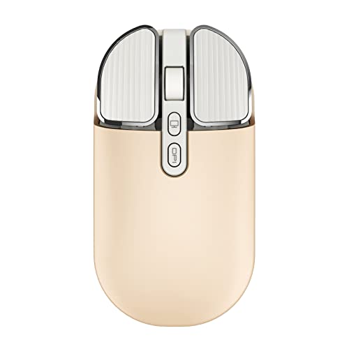 Image of 2.4G Wireless Rechargeable Mouse with USB Receiver,One Click Return to Desk,Mute Button,Power Saving, 2400DPI Optical Cute Girls Mouse for Laptop,Notebook,PC,Tablet (Cream-Colored)