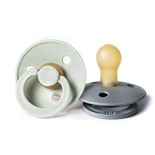 BIBS Baby-Schnuller aus Naturkautschuk, BPA-frei, hergestellt in Dänemark (Rauch/Salbei, 0-6 Monate), 2er-Pack