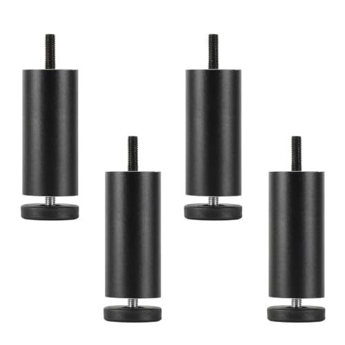 WSZGRJDM Lot de 4 Noir Pieds de canapé en Alliage d'aluminium, Réglable Pieds de Meuble Hauteur Réglable 0-0.8 cm, Meuble TV/Pieds de Support pour Meuble de...