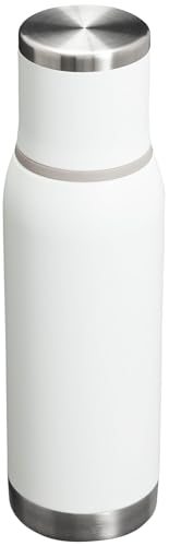 Image of Stanley Adventure-To-Go Vacuum Bottle 25 oz | Wide Mouth with Leakproof Cup Lid | Keep Drinks Hot or Cold | Packable for Travel | Insulated Stainless Steel Thermal Bottle | BPA-Free | Frost White