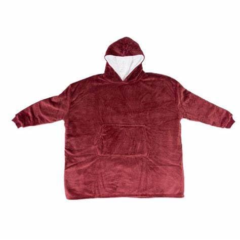 Ontel Huggle Hoodie | Hooded Robe, Spa, Bathrobe, Sweatshirt, Fleece, Pullover, Blanket, Mens, Womens | As seen On Tv (Burgundy)