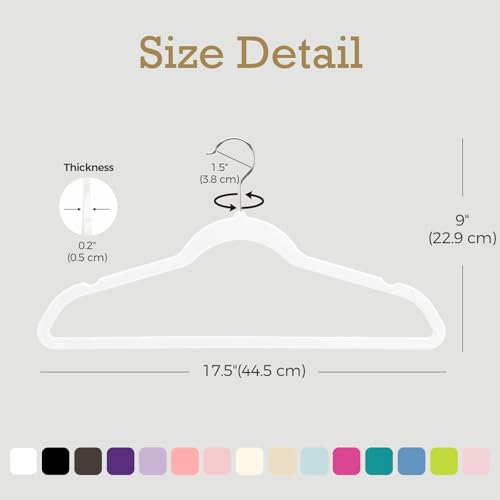 Image of HOUSE DAY White Velvet Hangers 20 Pack, Non Slip Clothes Felt Hanger Heavy Duty for Coat, Premium Slim Space Saving Suit Hangers for Closet Organizer, 360 Rotating Silver Hook
