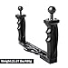 LetonPower Dual Handle Underwater Camera Tray, Aluminum Alloy Video Stabilizer Bracket with 2 Joint Arms for Camera Housing and Video Light