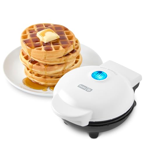 Dash Mini Waffle Maker- Compact Electric Iron for Creative Homemade Treats - PTFE nonstick surface -...