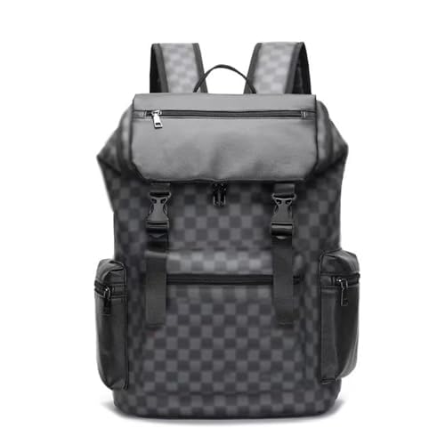 Black Leather Laptop Backpack for Men Women School College Bookbag Computer for Work Travel Large capacity Rucksack2