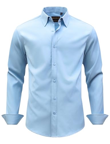 Men's Dress Shirts Stretch Wrinkle Free Formal Long Sleeve Shirts Business Casual Button Down Shirt