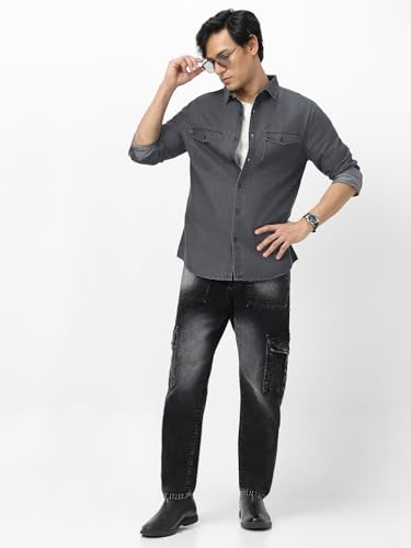 Image of Urbano Fashion Men's Full Sleeve Regular Fit Casual Denim Shirt