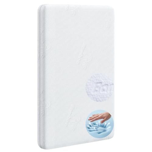 Image of Baby Bassinet Mattress (47 * 23.6 * 1.5) Bamboo Fiber and Microfiber Cover, Dual Side Gel Memory Foam Mattress.for ADOVEL /BabyBond /ANGELBLISS /ELEMARA Bassinet Bedside Crib